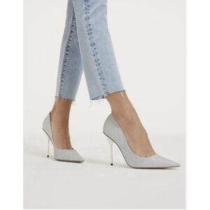 Good American Emma Silver Glitter Stiletto Heels - size 6, 6.5, 10